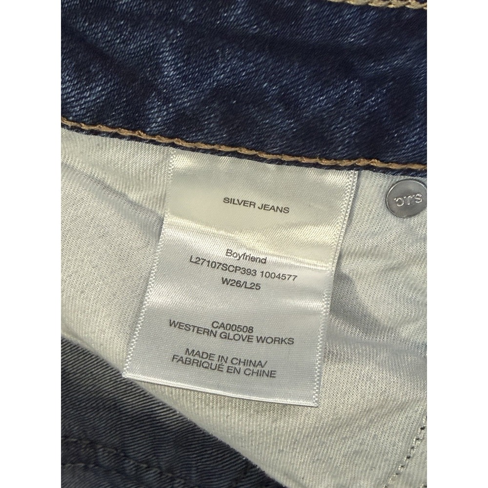 Silver Jeans Womens 26 Blue Denim Medium Wash Mid‎ Rise Boyfriend Stretch - Picture 8 of 10